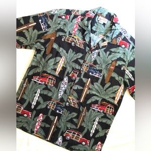 Aloha Republic Hawaiian Surf Board Palm Trees Car Shirt Size L